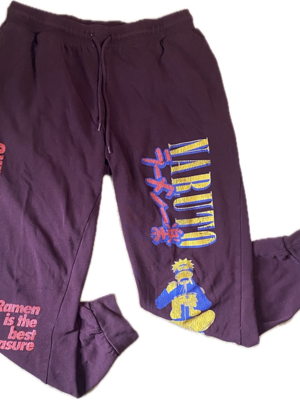 Vintage Naruto Anime/Manga Burgundy Graphic Sweatpants